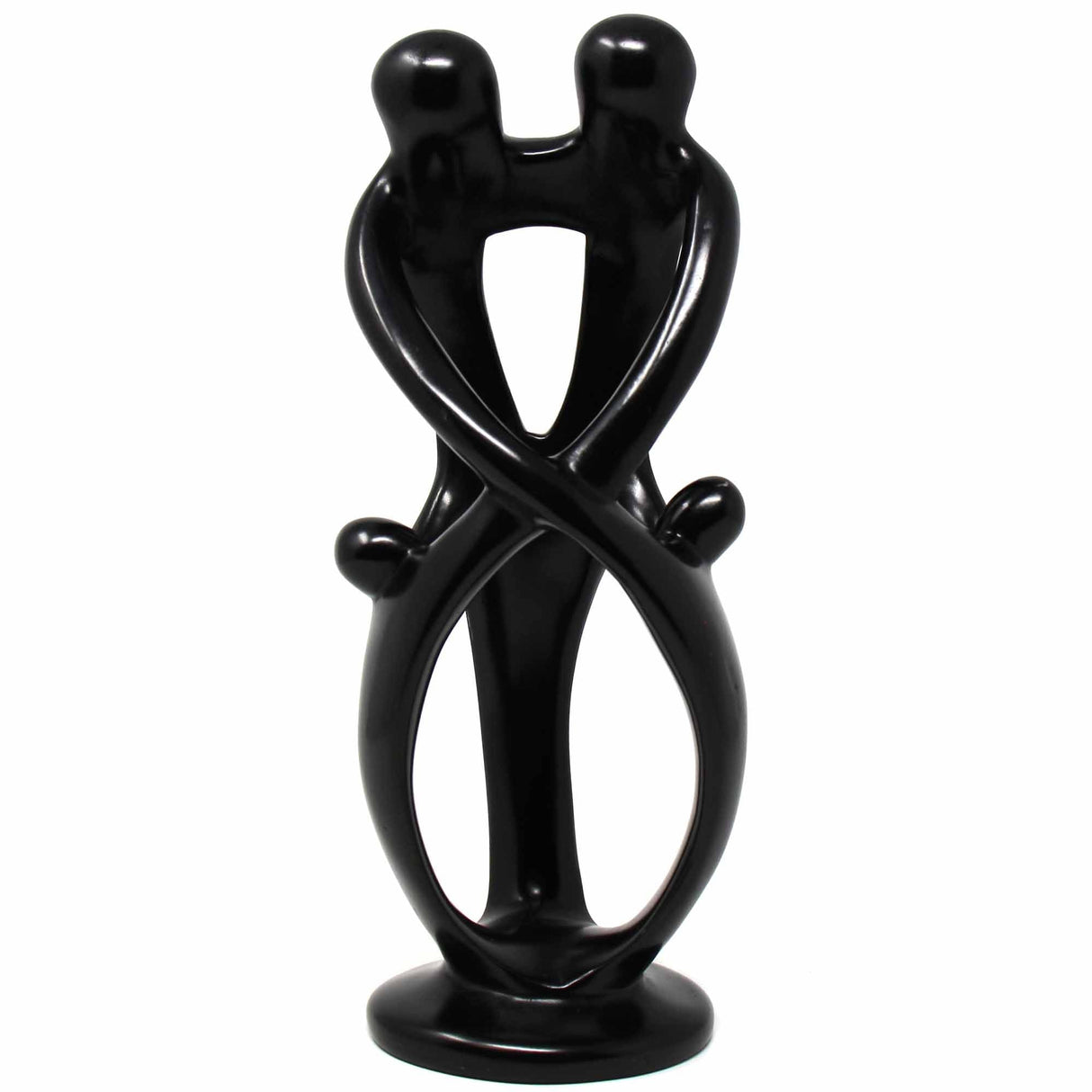 Handmade Soapstone Family Sculpture, Black Finish