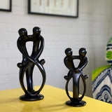 Handmade Soapstone Family Sculpture, Black Finish