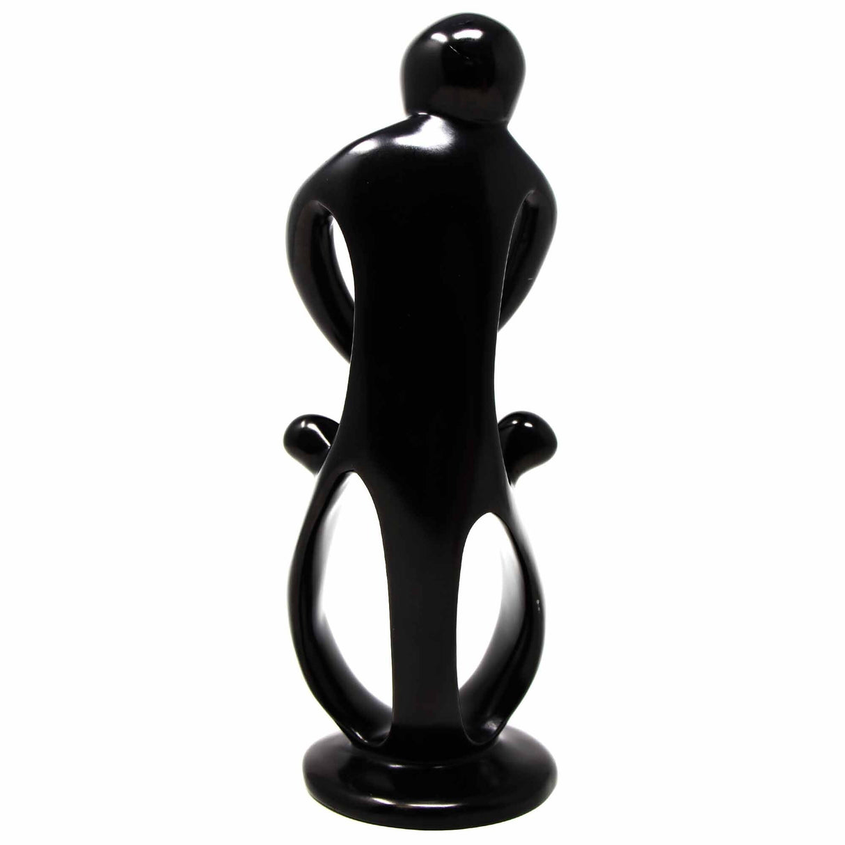 Handmade Soapstone Family Sculpture, Black Finish