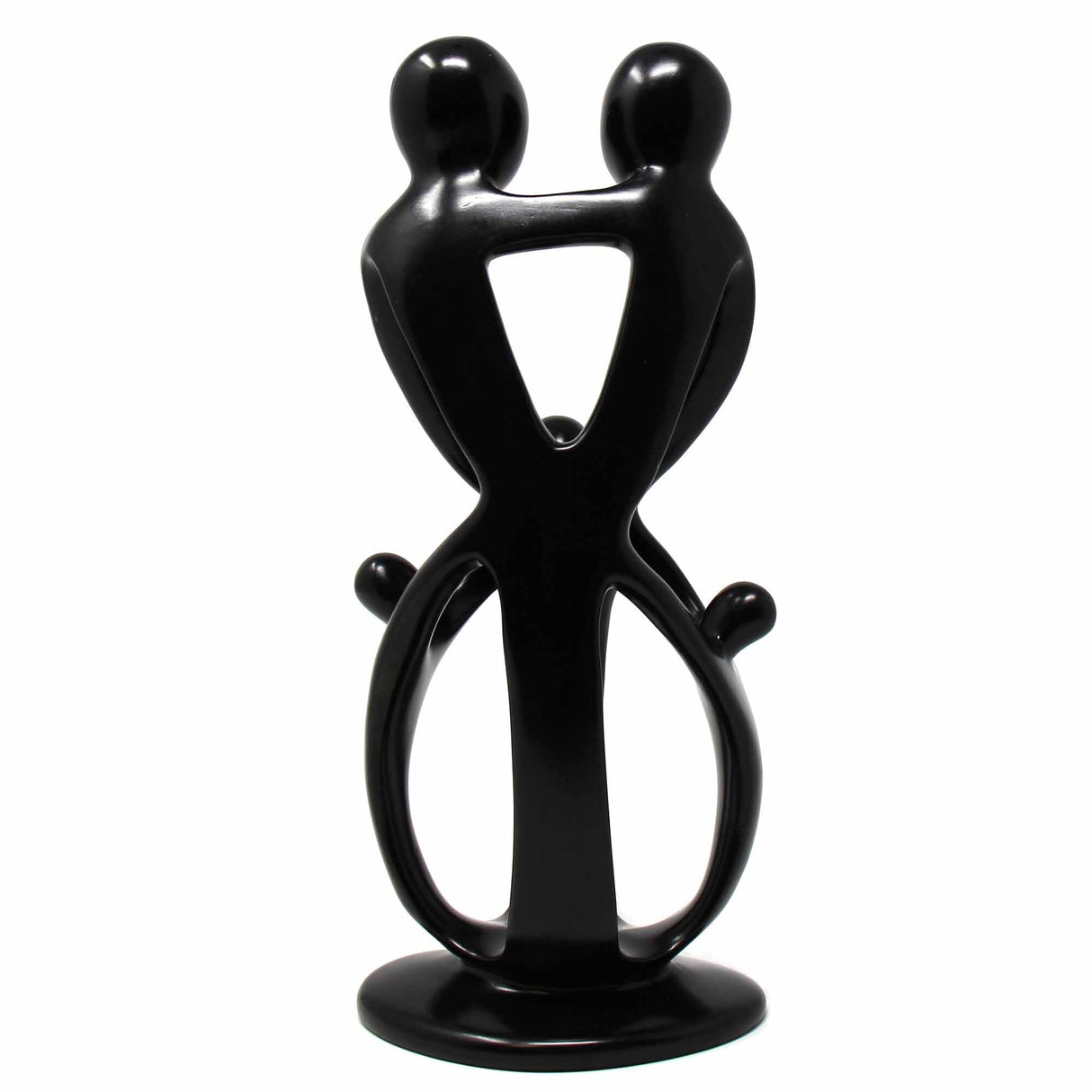 Handmade Soapstone Family Sculpture, Black Finish