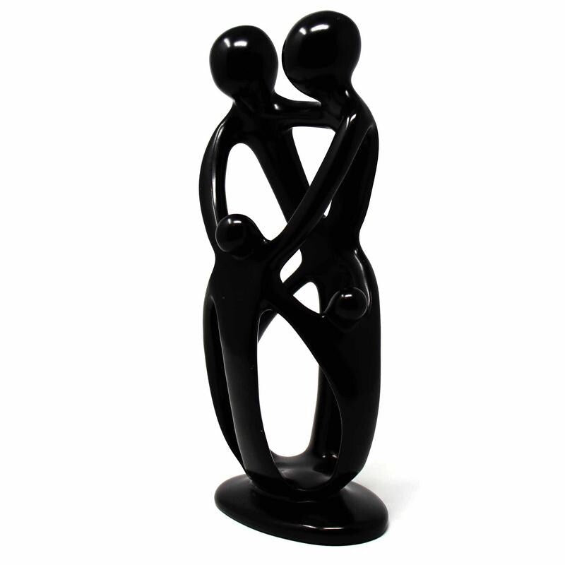 Handmade Soapstone Family Sculpture, Black Finish