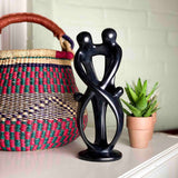 Handmade Soapstone Family Sculpture, Black Finish
