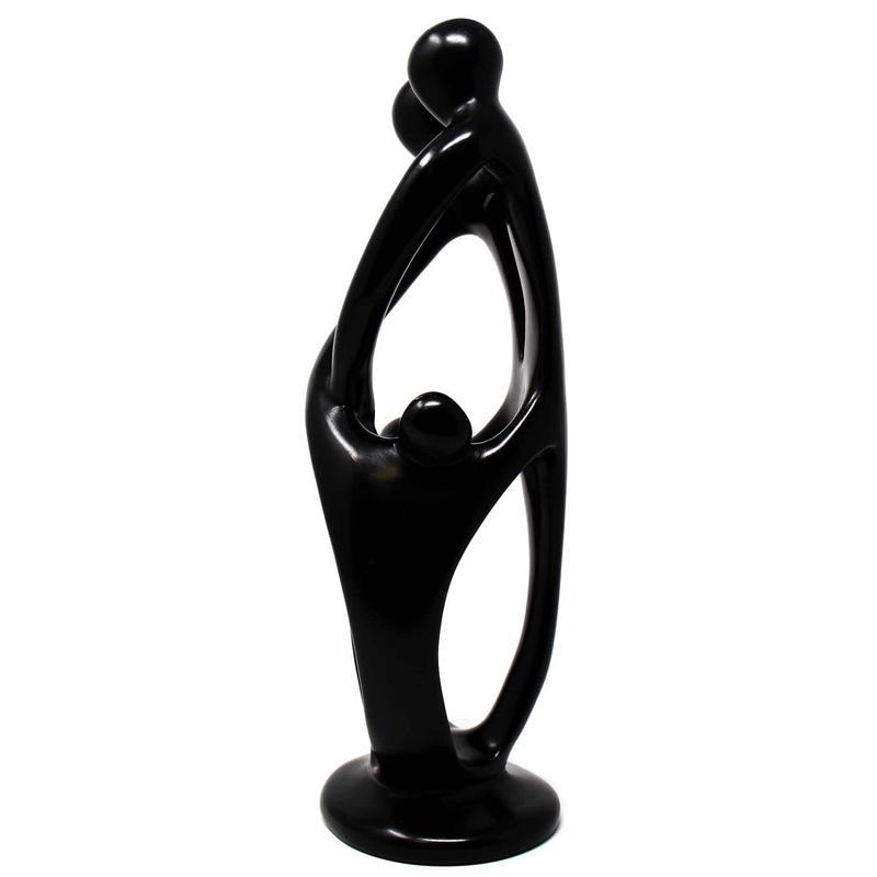 Handmade Soapstone Family Sculpture, Black Finish