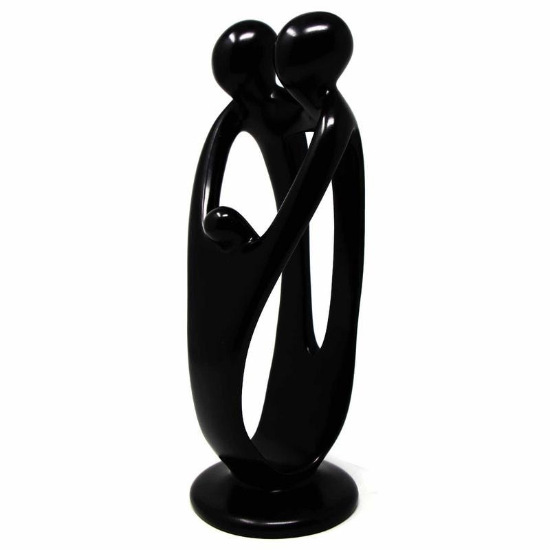 Handmade Soapstone Family Sculpture, Black Finish