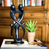 Handmade Soapstone Family Sculpture, Black Finish