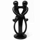 Handmade Soapstone Family Sculpture, Black Finish