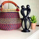 Handmade Soapstone Family Sculpture, Black Finish