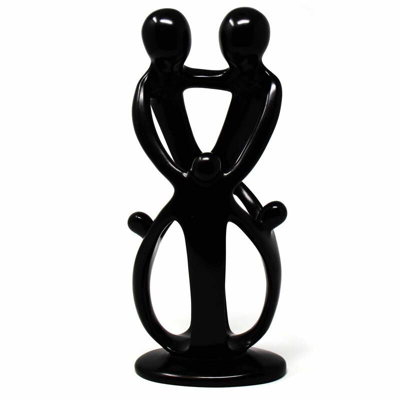 Handmade Soapstone Family Sculpture, Black Finish