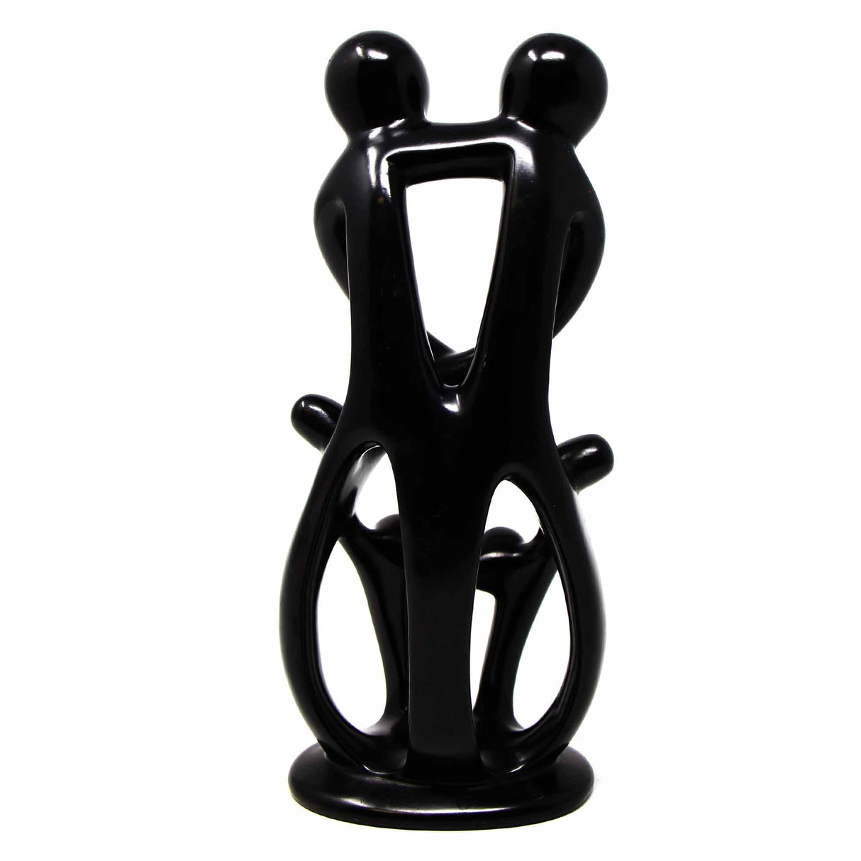 Handmade Soapstone Family Sculpture, Black Finish