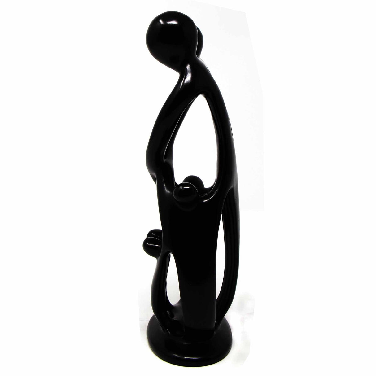 Handmade Soapstone Family Sculpture, Black Finish