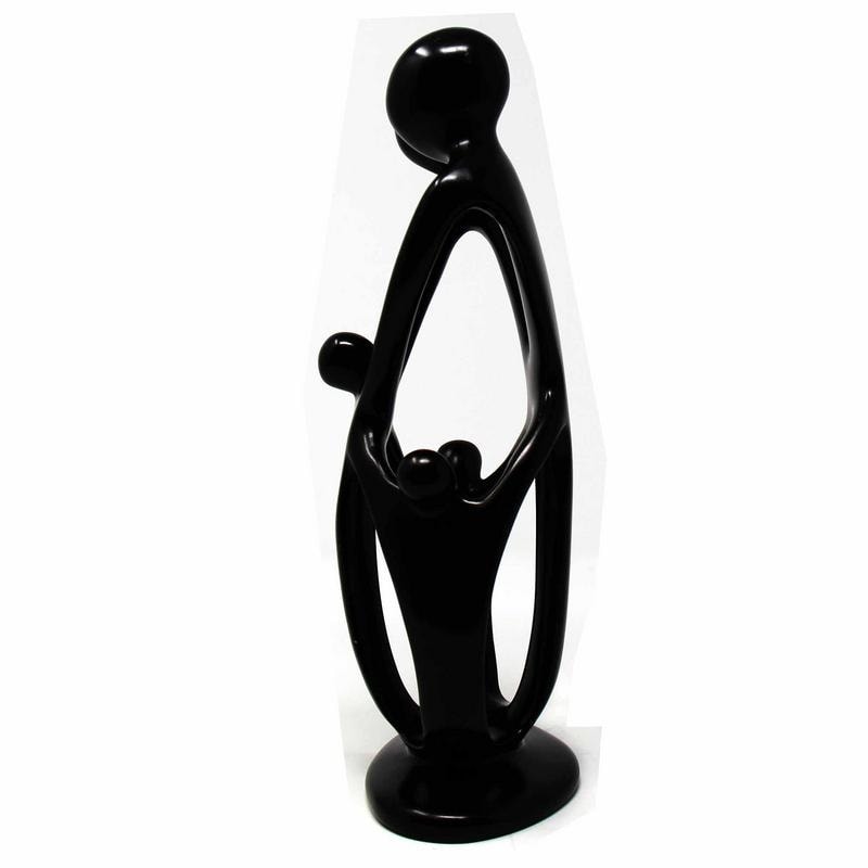 Handmade Soapstone Family Sculpture, Black Finish