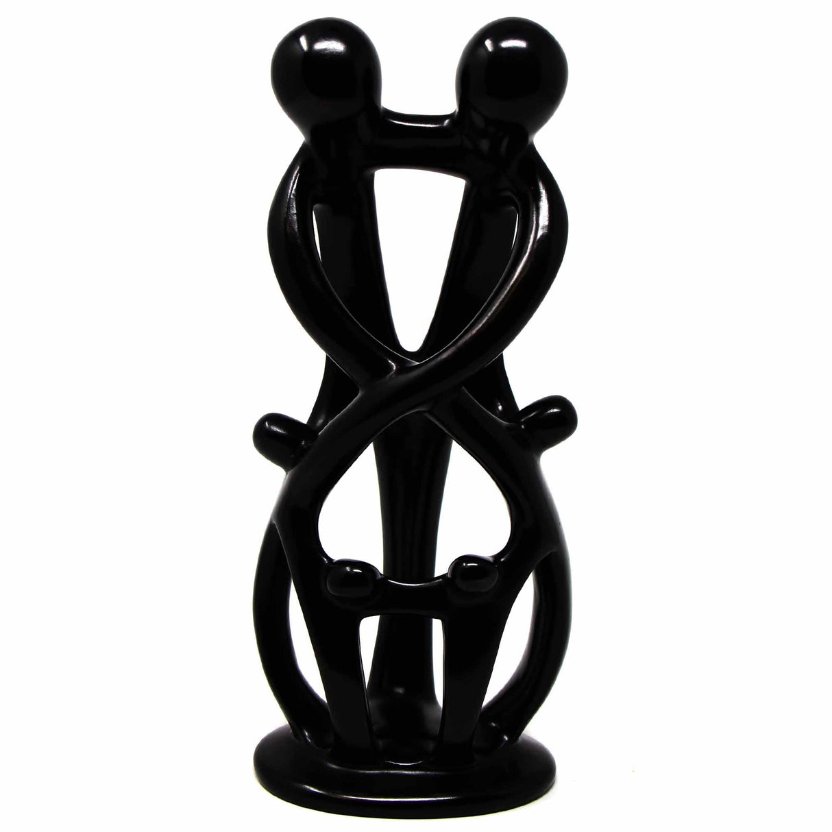 Handmade Soapstone Family Sculpture, Black Finish