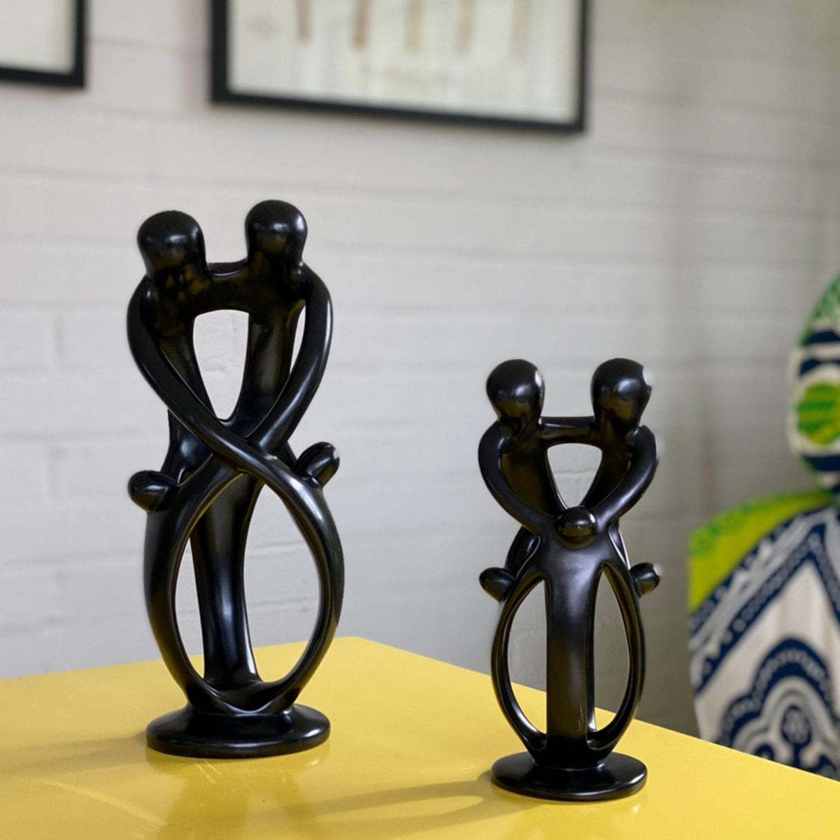 Handmade Soapstone Family Sculpture, Black Finish