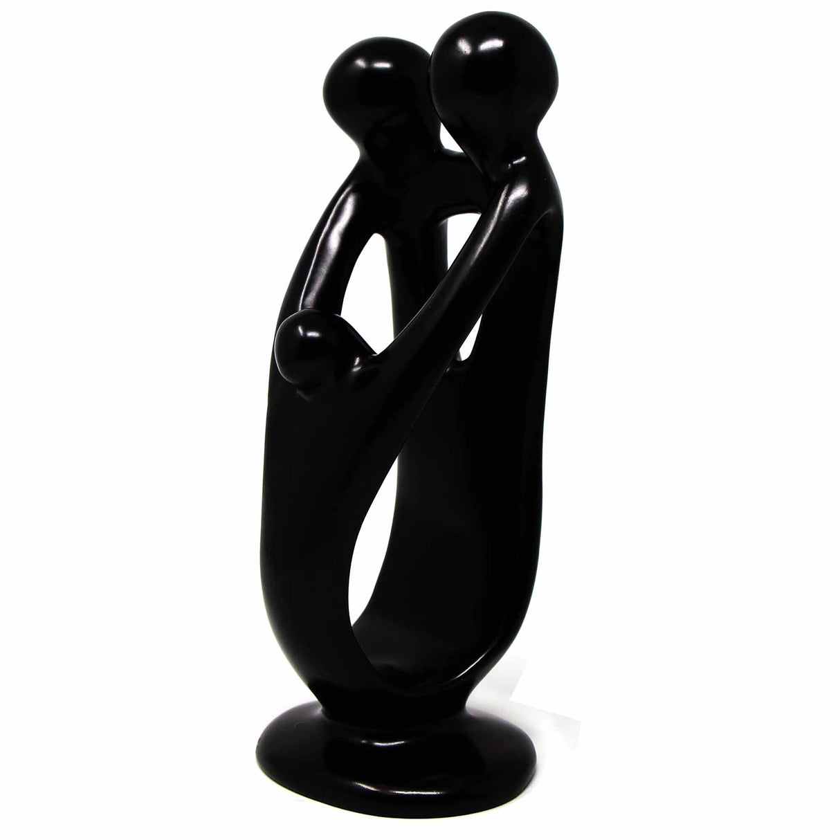 Handmade Soapstone Family Sculpture, Black Finish