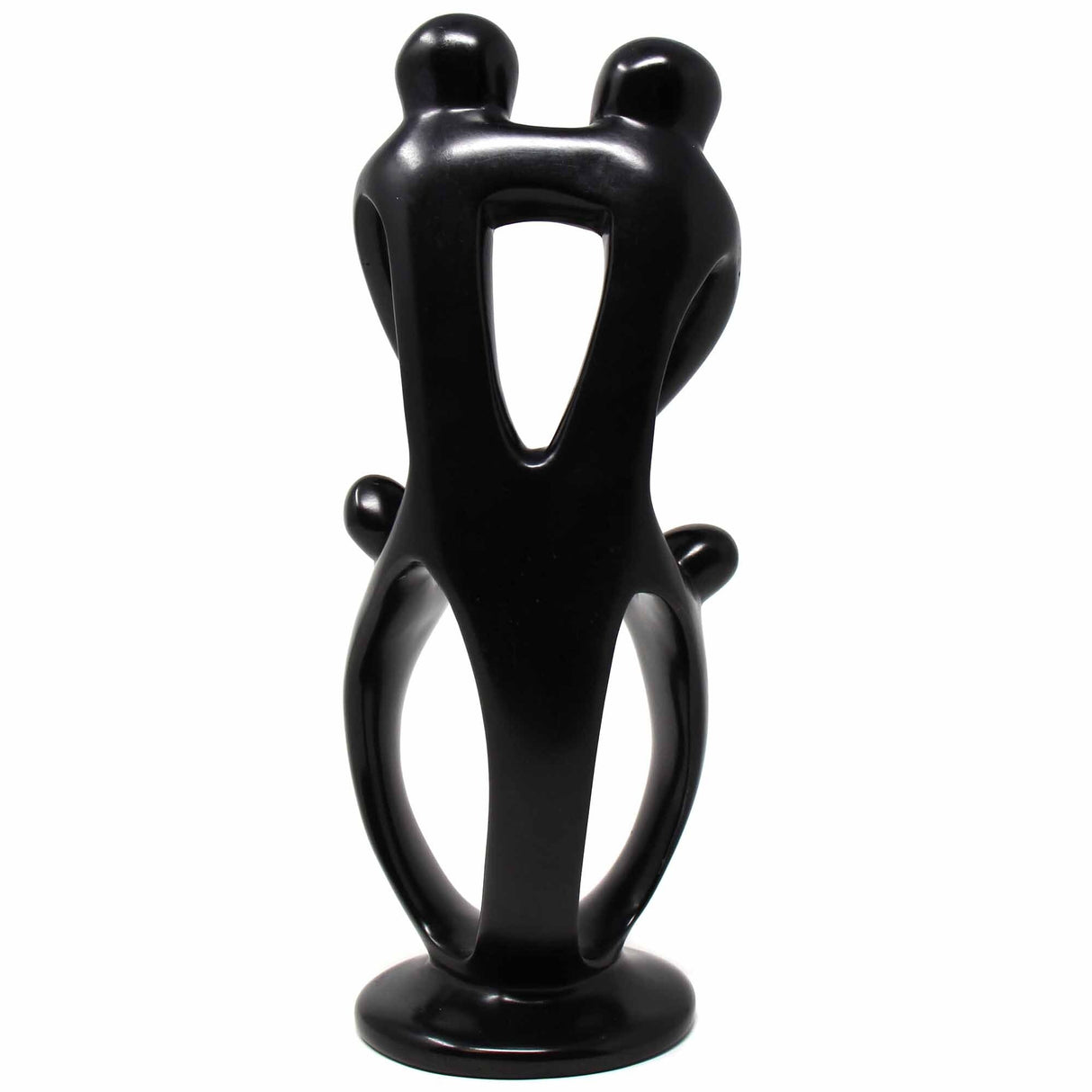 Handmade Soapstone Family Sculpture, Black Finish