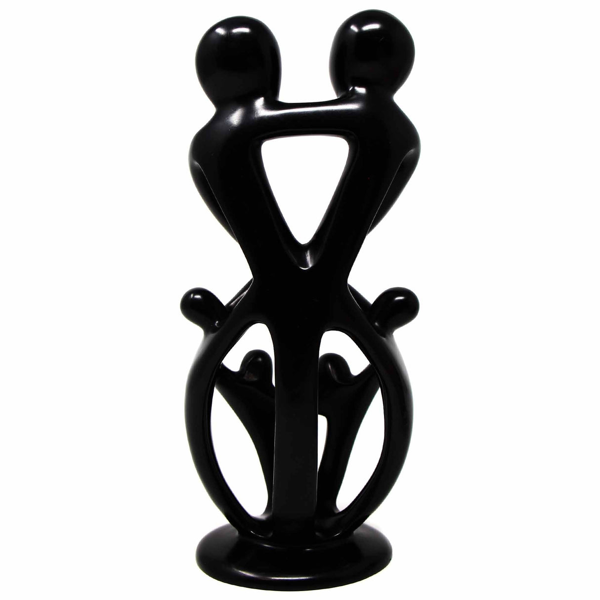 Handmade Soapstone Family Sculpture, Black Finish