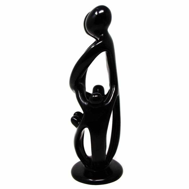 Handmade Soapstone Family Sculpture, Black Finish
