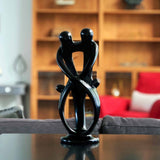 Handmade Soapstone Family Sculpture, Black Finish