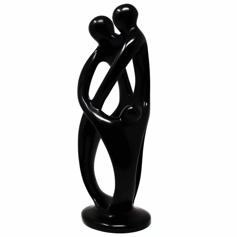 Handmade Soapstone Family Sculpture, Black Finish