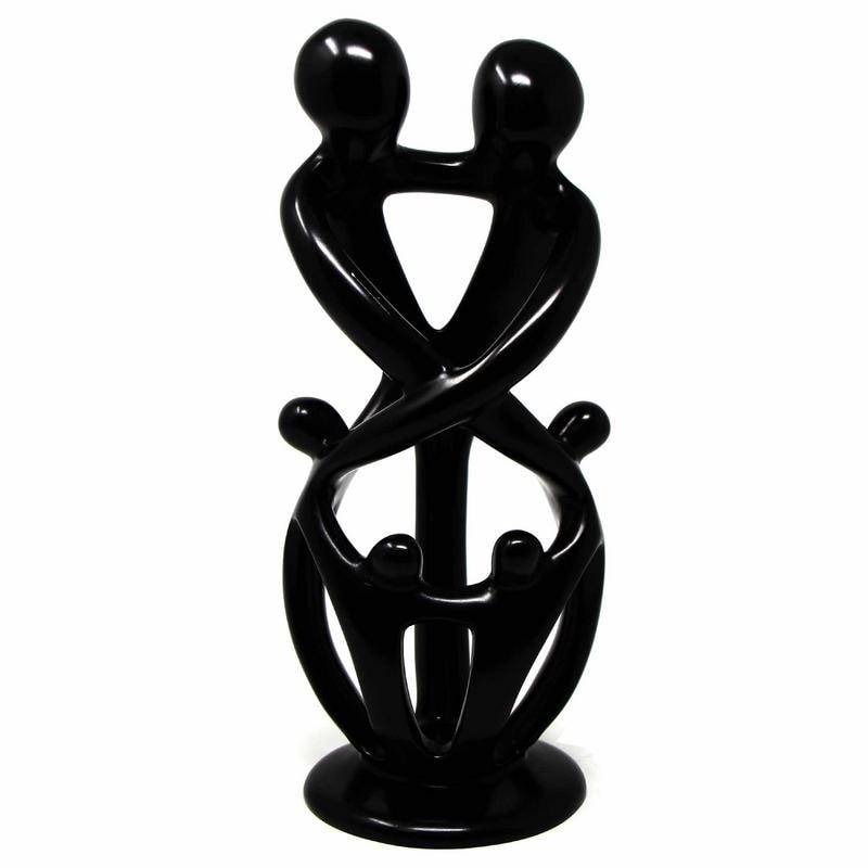 Handmade Soapstone Family Sculpture, Black Finish