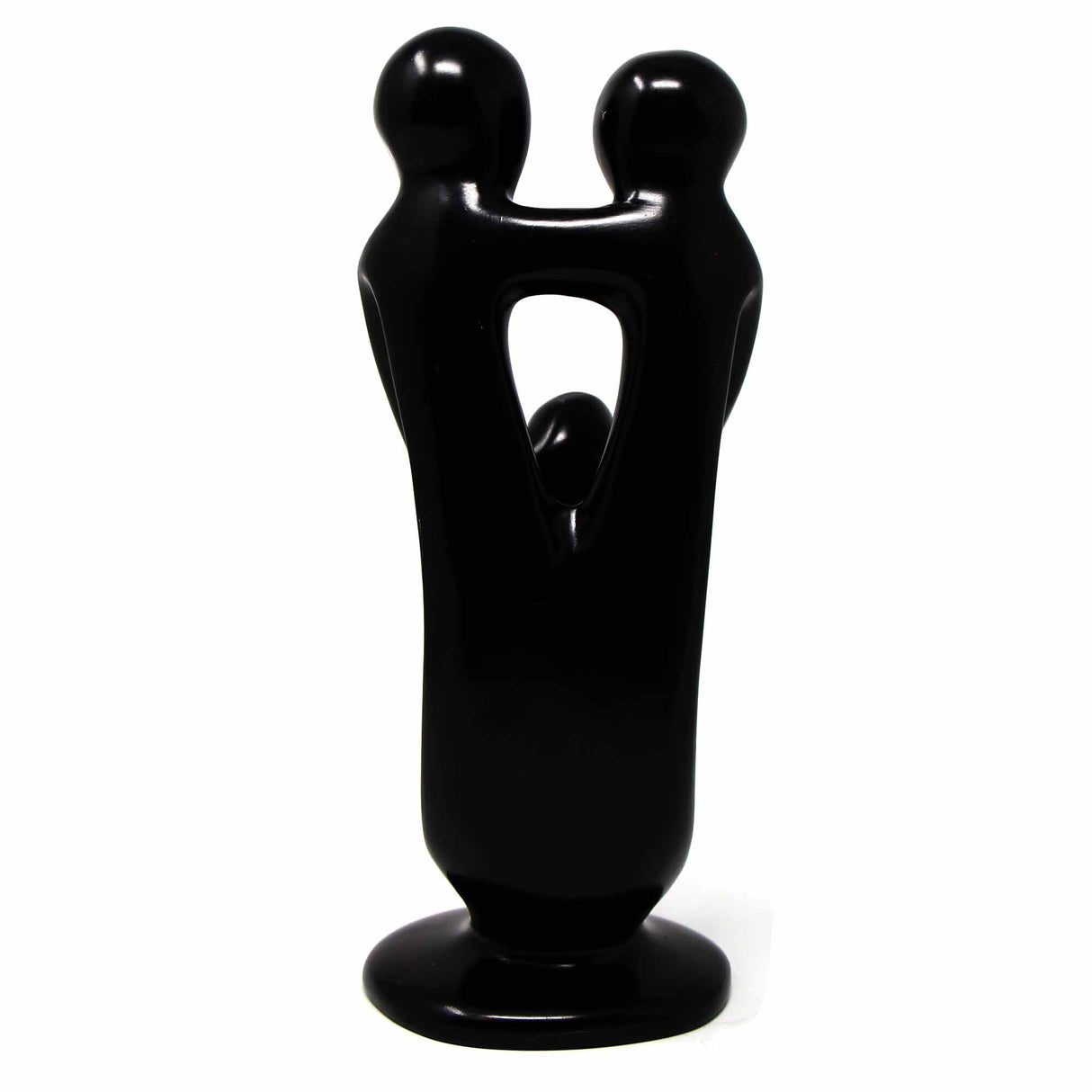 Handmade Soapstone Family Sculpture, Black Finish