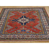 Handmade Square Super Kazak Tribal Design Oriental Rug