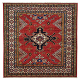 Handmade Square Super Kazak Tribal Design Oriental Rug