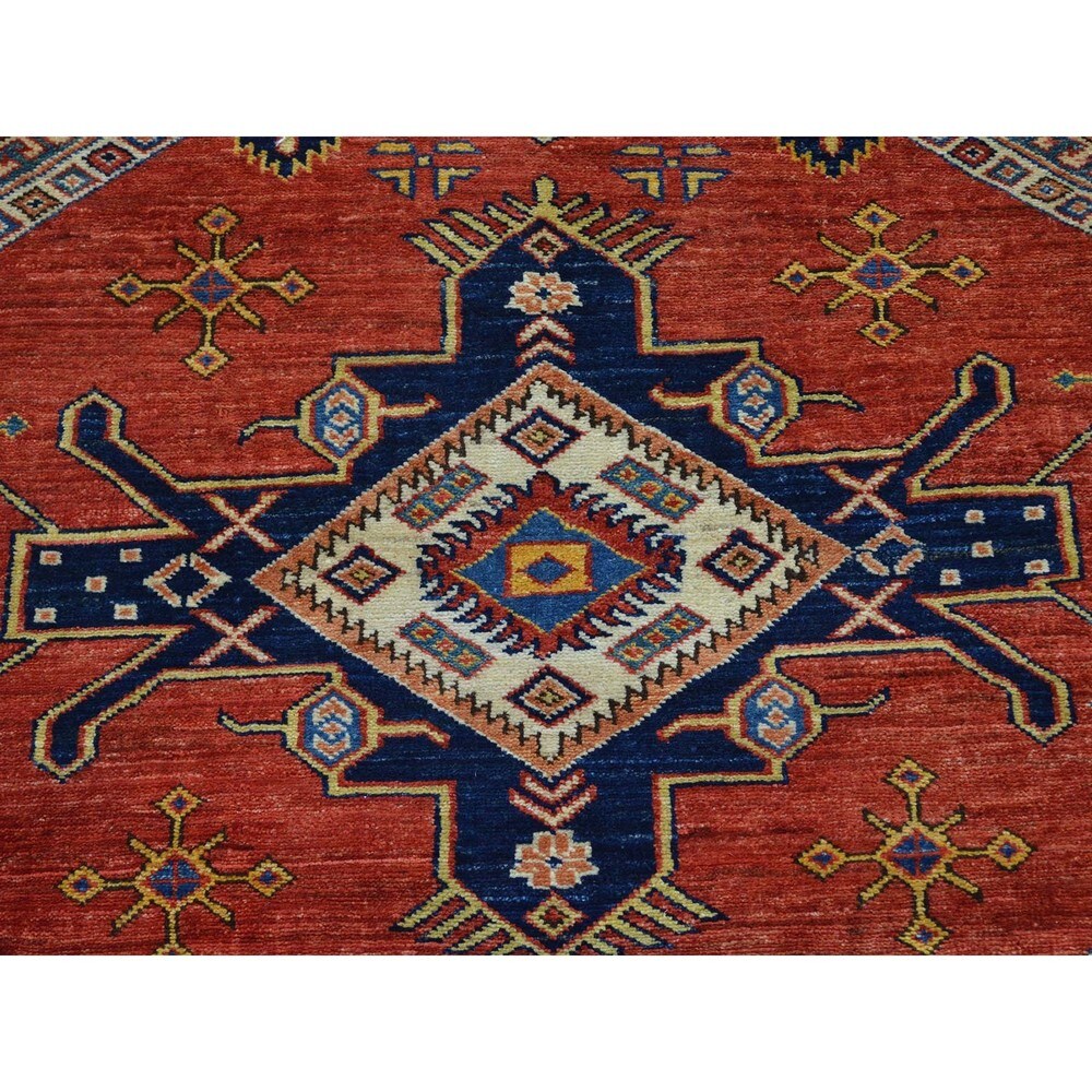 Handmade Square Super Kazak Tribal Design Oriental Rug