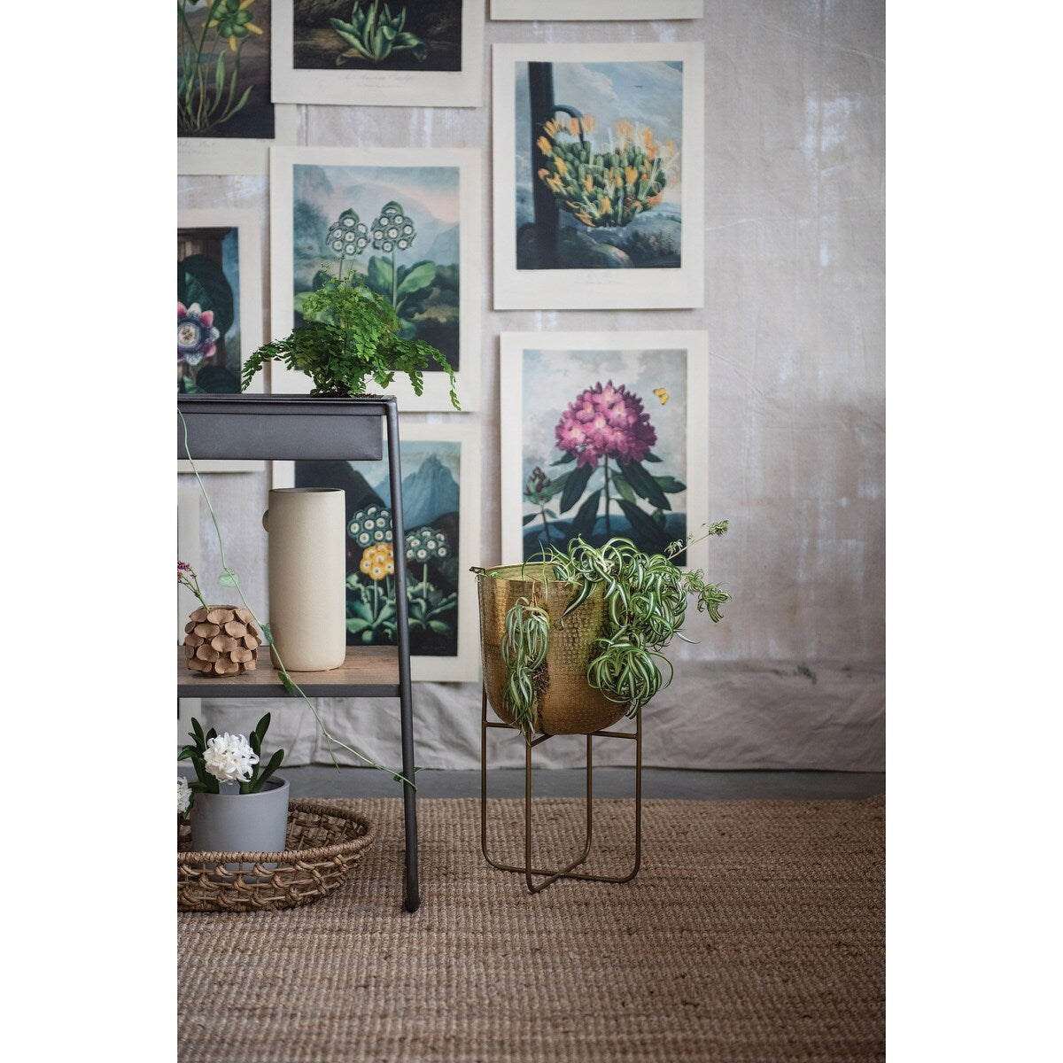 Decorative Stoneware Flower Vase with Molded Patterns