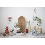 Decorative Stoneware Flower Vase with Molded Patterns