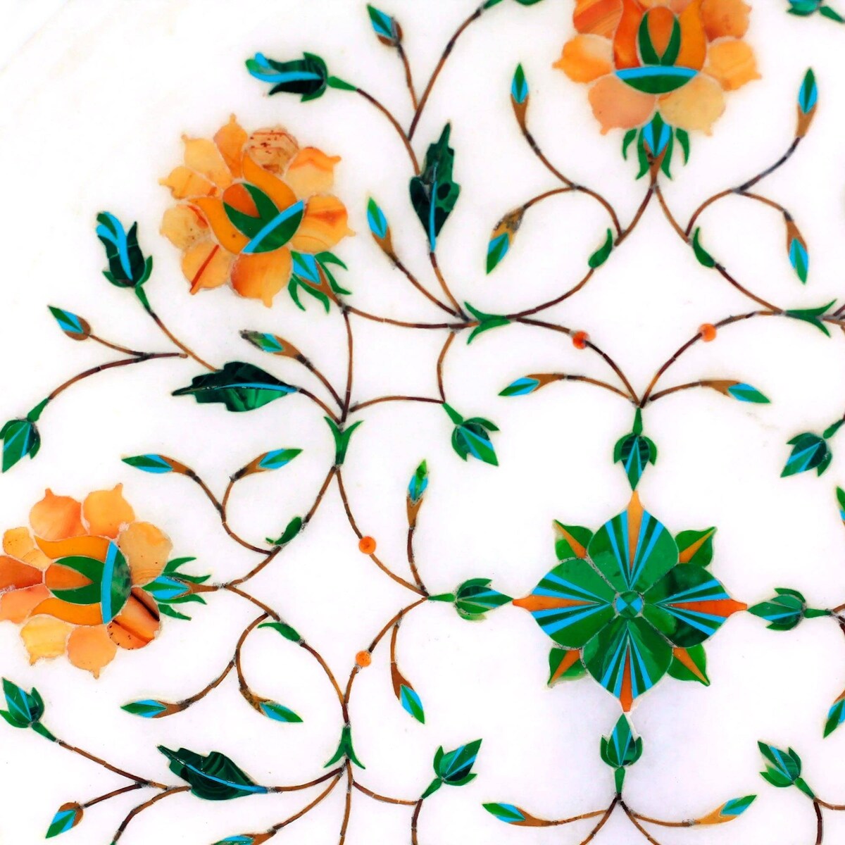 Handmade Summer Fantasy Marble inlay decorative plate (India)