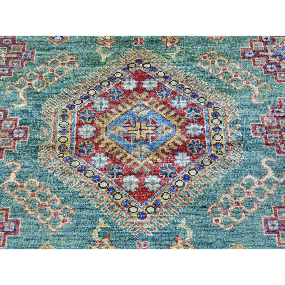 Handmade Super Kazak Tribal and Geometric Design Rug