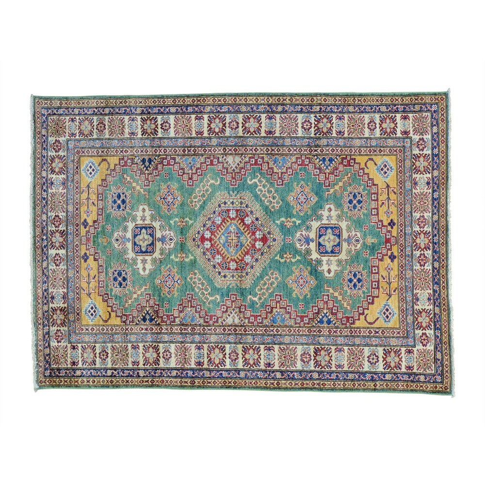 Handmade Super Kazak Tribal and Geometric Design Rug