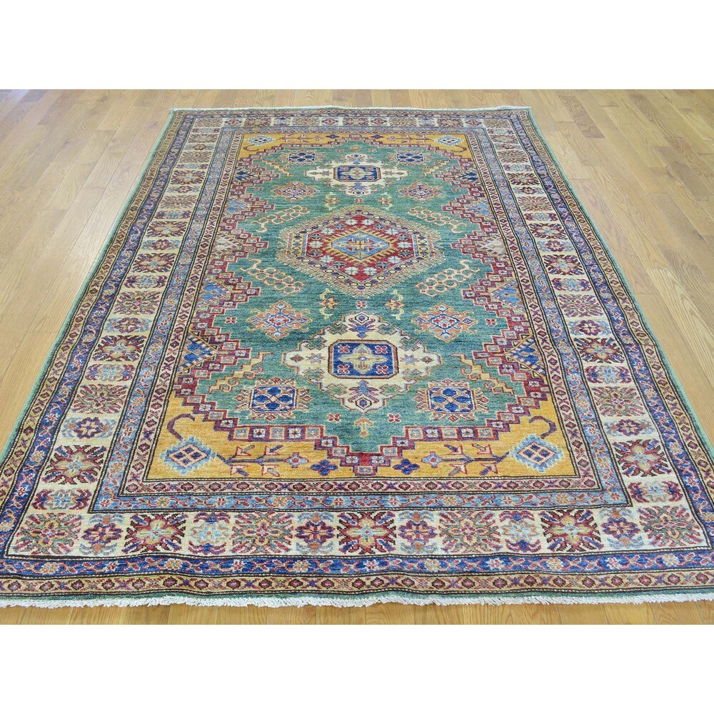 Handmade Super Kazak Tribal and Geometric Design Rug