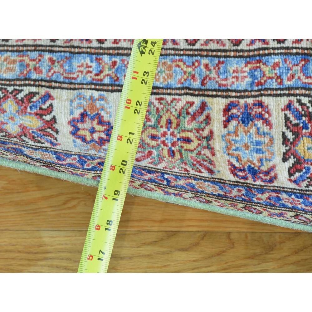 Handmade Super Kazak Tribal and Geometric Design Rug