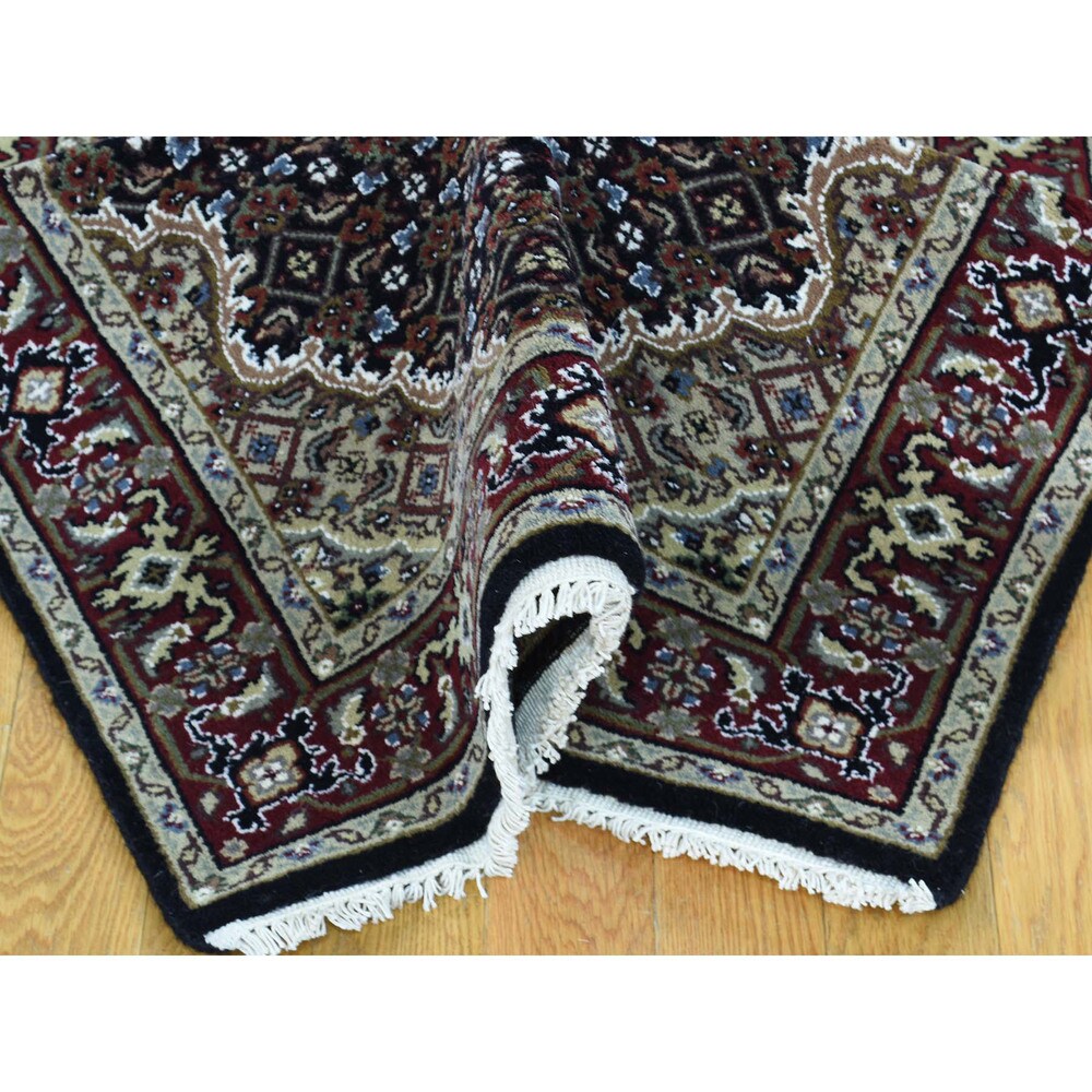 Handmade Tabriz Mahi Wool and Silk Oriental Runner Rug