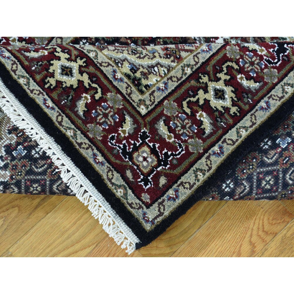 Handmade Tabriz Mahi Wool and Silk Oriental Runner Rug