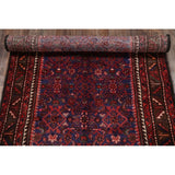 Geometric Wool Handmade Wool Vintage Floral Persian Rug - 13'0" x 3'6" runner