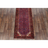 Geometric Wool Handmade Wool Vintage Floral Persian Rug - 13'0" x 3'6" runner
