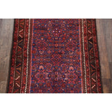 Geometric Wool Handmade Wool Vintage Floral Persian Rug - 13'0" x 3'6" runner