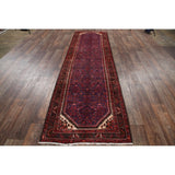 Geometric Wool Handmade Wool Vintage Floral Persian Rug - 13'0" x 3'6" runner