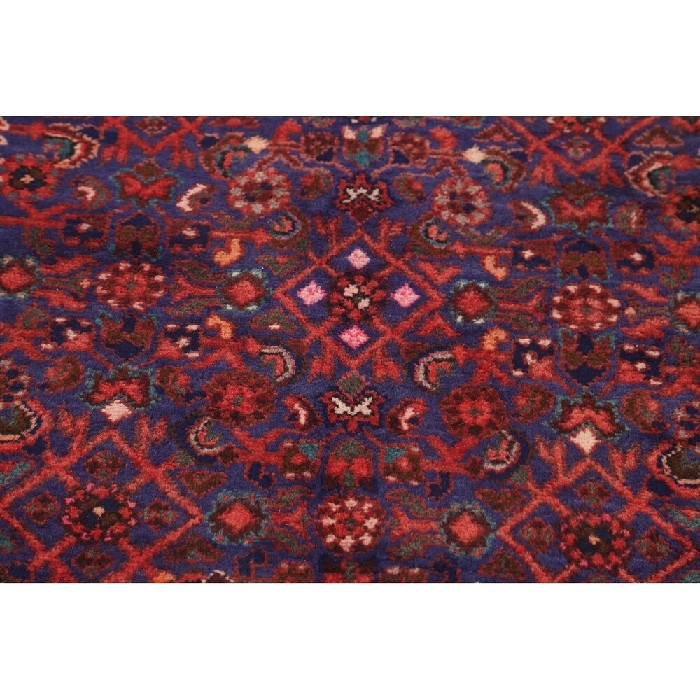 Geometric Wool Handmade Wool Vintage Floral Persian Rug - 13'0" x 3'6" runner
