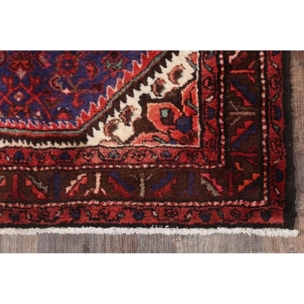 Geometric Wool Handmade Wool Vintage Floral Persian Rug - 13'0" x 3'6" runner