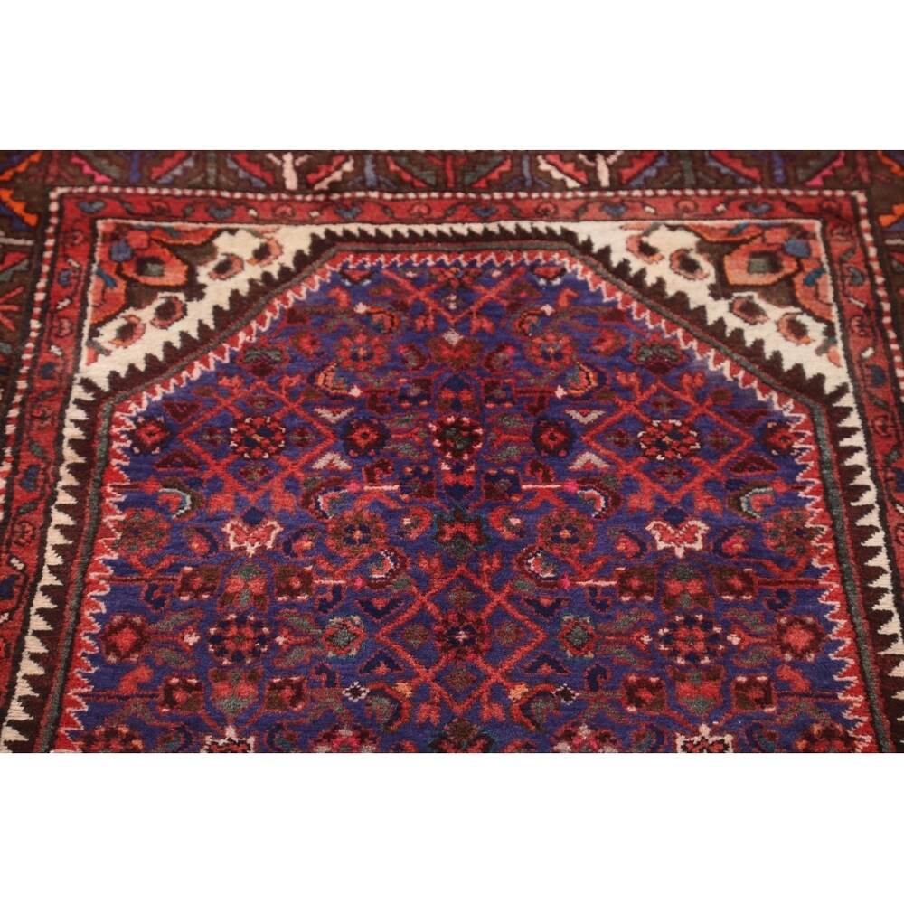 Geometric Wool Handmade Wool Vintage Floral Persian Rug - 13'0" x 3'6" runner