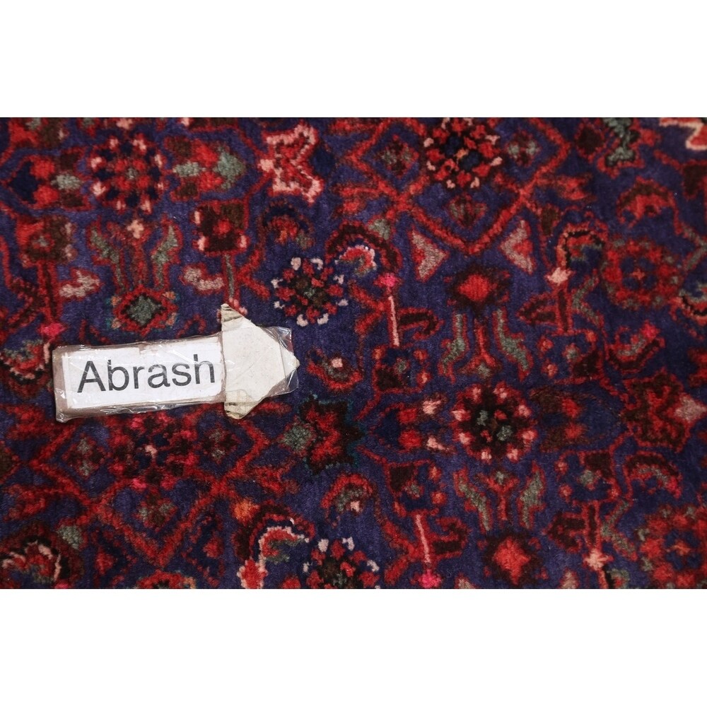 Geometric Wool Handmade Wool Vintage Floral Persian Rug - 13'0" x 3'6" runner