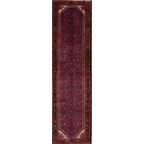 Geometric Wool Handmade Wool Vintage Floral Persian Rug - 13'0" x 3'6" runner