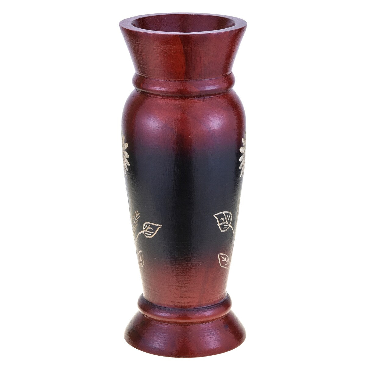 Handmade Vintage Red Magnificent Flower 8-inch Natural Mango Tree Wood Vase (Thailand)