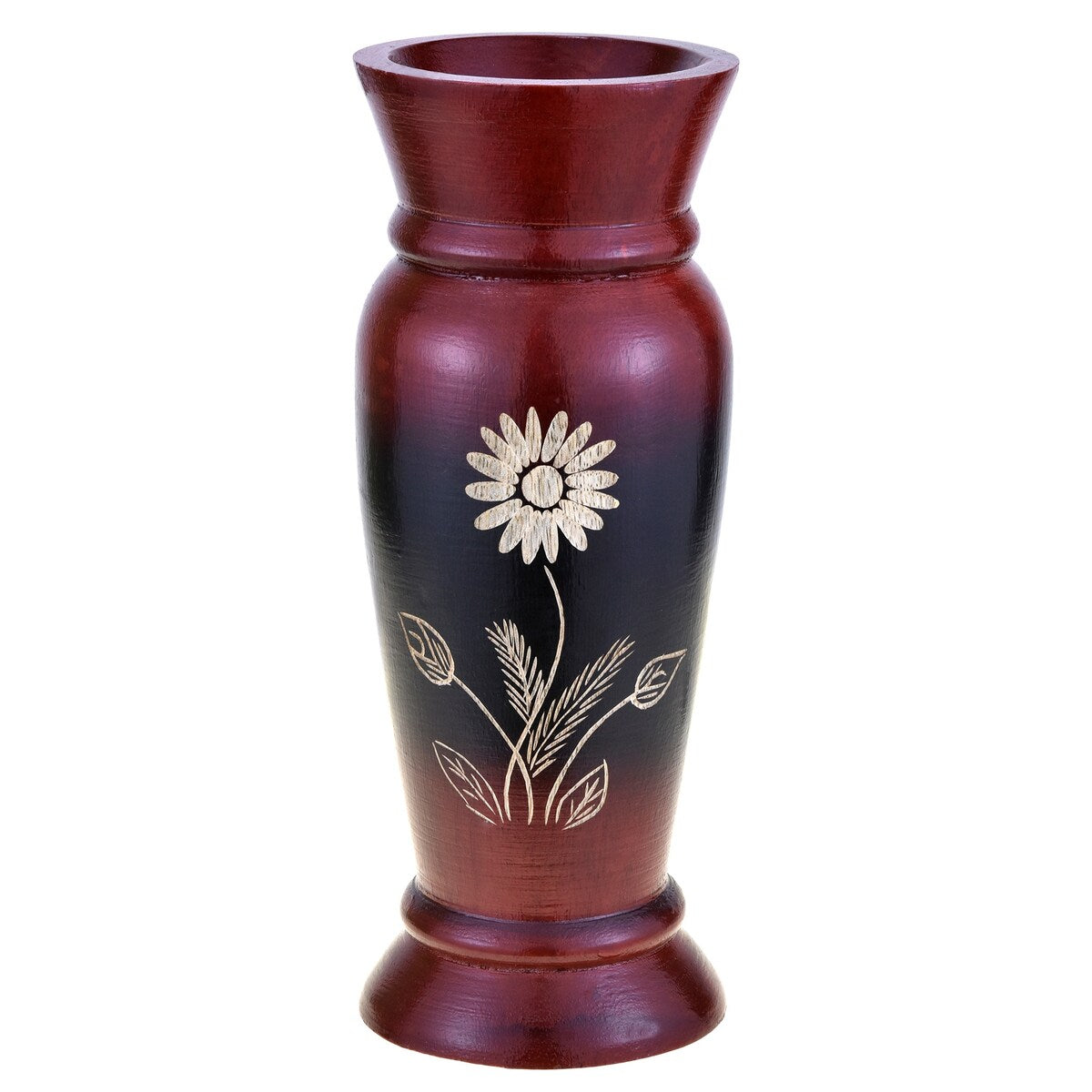 Handmade Vintage Red Magnificent Flower 8-inch Natural Mango Tree Wood Vase (Thailand)