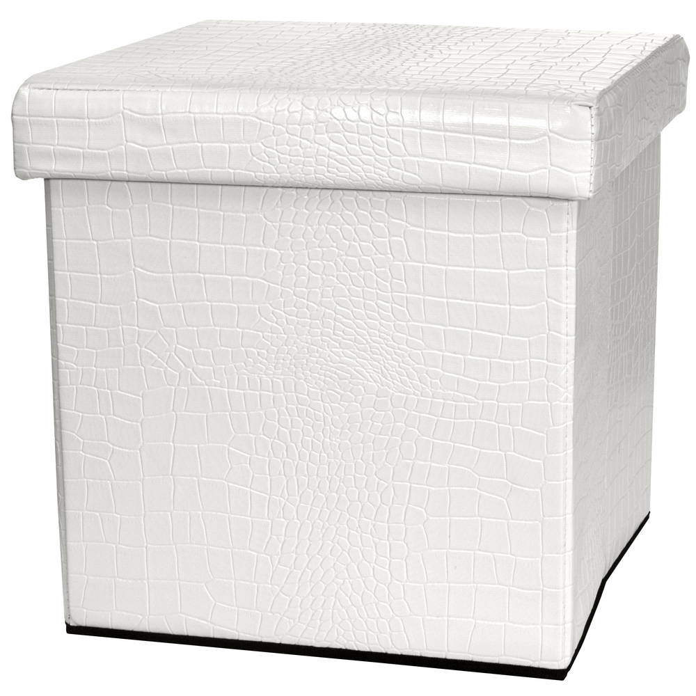 Handmade White Faux Leather Storage Ottoman (China)
