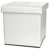 Handmade White Faux Leather Storage Ottoman (China)